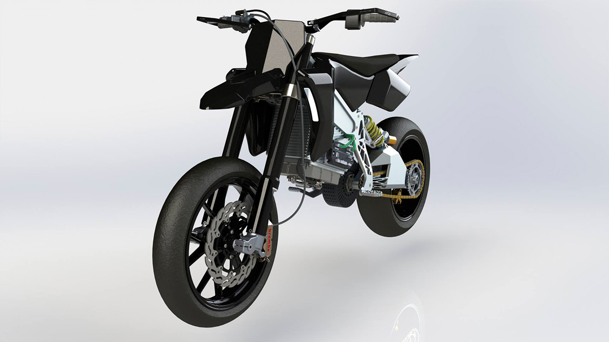 El primer dibujo realizado por ordenador de la moto eléctrica Axiis Lion