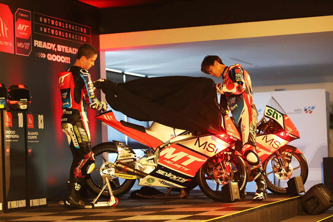 Diogo Moreira y Ryusei Yamanaka desvelan sus Moto3 del equipo MT Helmets – MSI Spain Team para el Mundial 2022