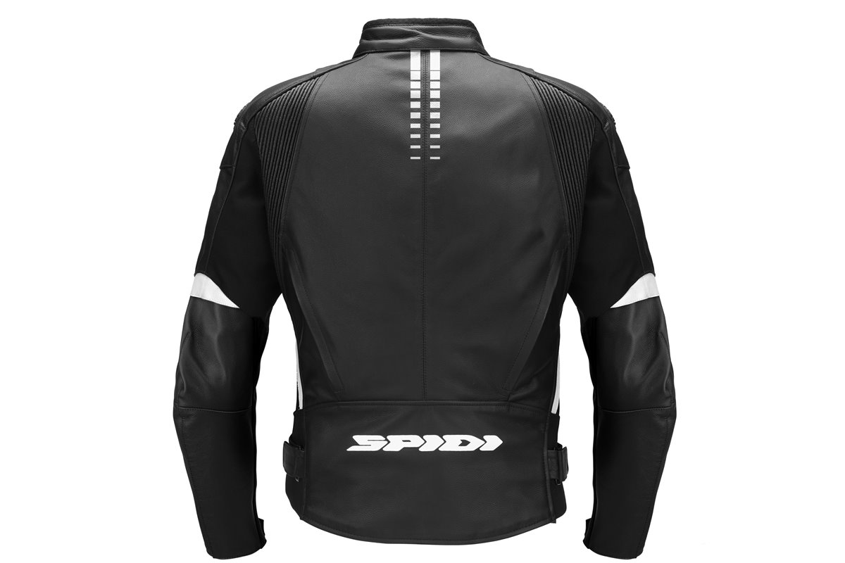 Chaqueta de cuero Spidi NKD-1negra con detalle en blanco