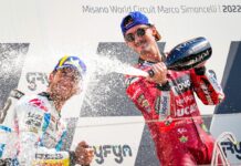 Bagnaia y Bastianini en el podio de Misano