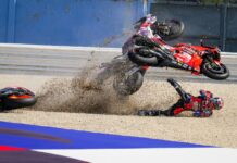 Caída de inicio de carrera con Zarco, Pirro y Pol Espargaró