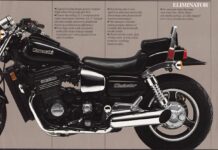 Folleto publicitario de la Kawasaki ZL900 Eliminator de 1986
