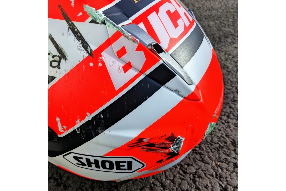 Shoei X-SPR Pro tras un accidente a 220 km/h