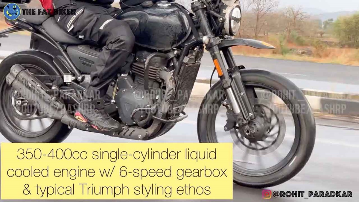 Mula de pruebas en acción de la nueva Triumph-Bajaj Scrambler