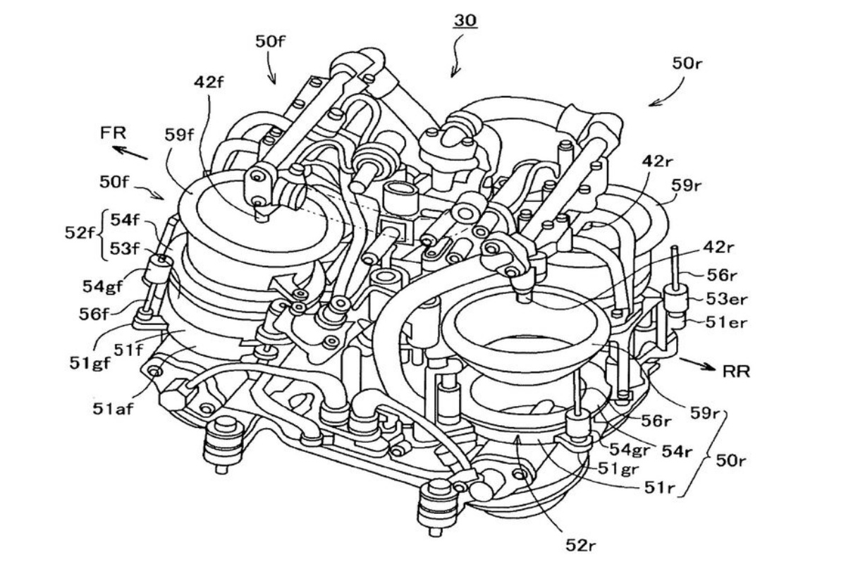 Diseño de patente del tubo de admisión variable de Honda