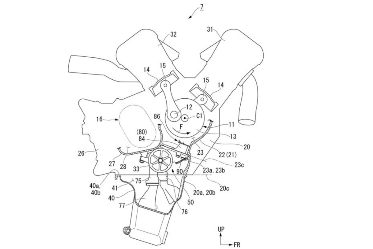 Patente de Honda V4 con un cigüeñal de rotación inversa