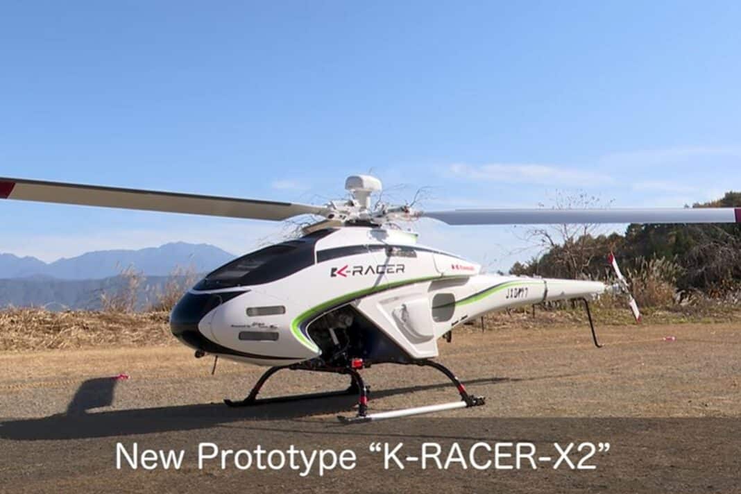 K-Racer-X2: El dron Kawasaki, en forma de helicóptero, con un Ninja latiendo en su interior