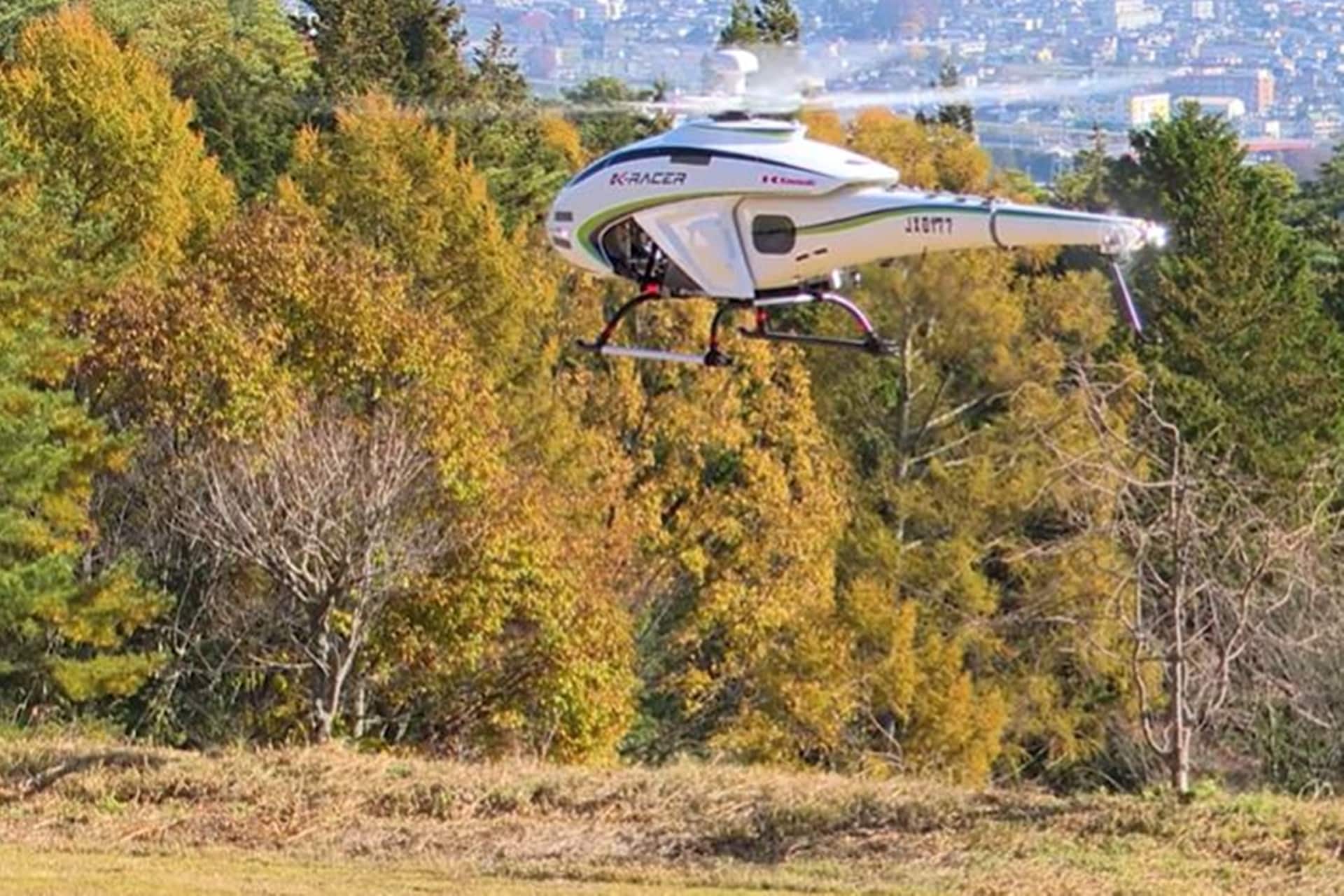 K-Racer-X2: El dron Kawasaki, en forma de helicóptero, con un Ninja latiendo en su interior