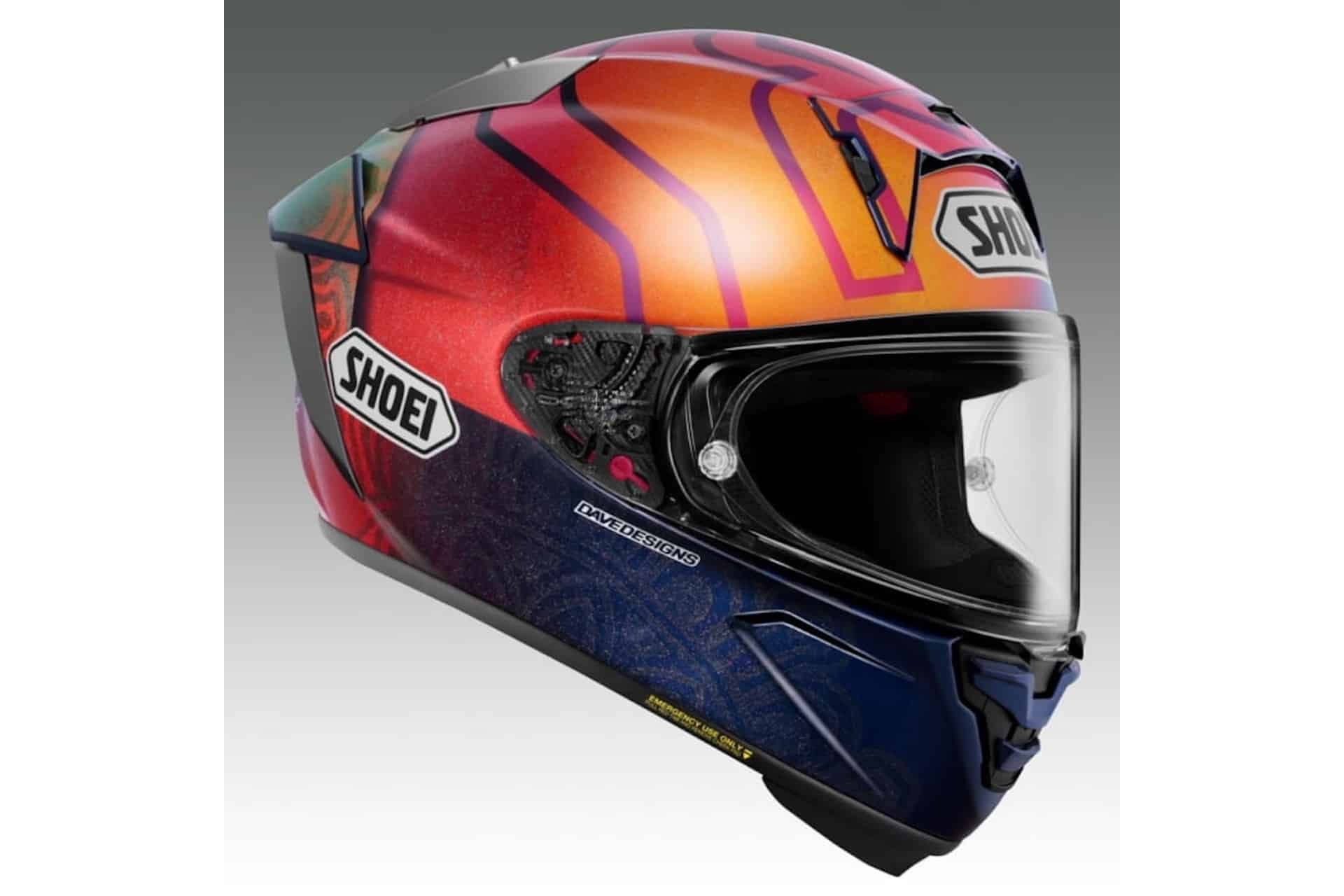 Shoei anuncia el nuevo casco de edición limitada Márquez Holi, sobre su buque insignia deportivo X-Fifteen