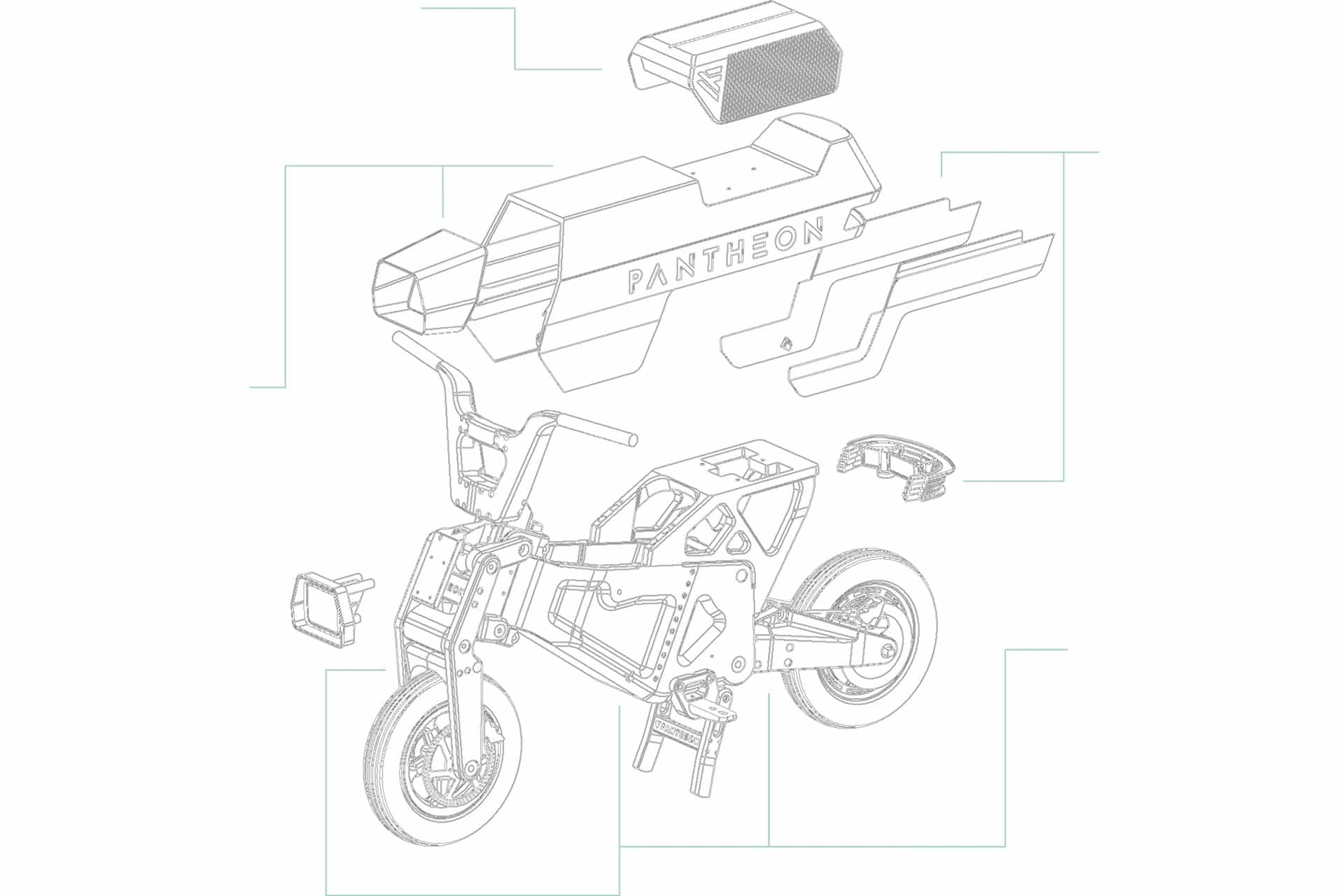 Pantheon Compo: La moto que puede fabricar en menos de una semana con una impresora en 3D