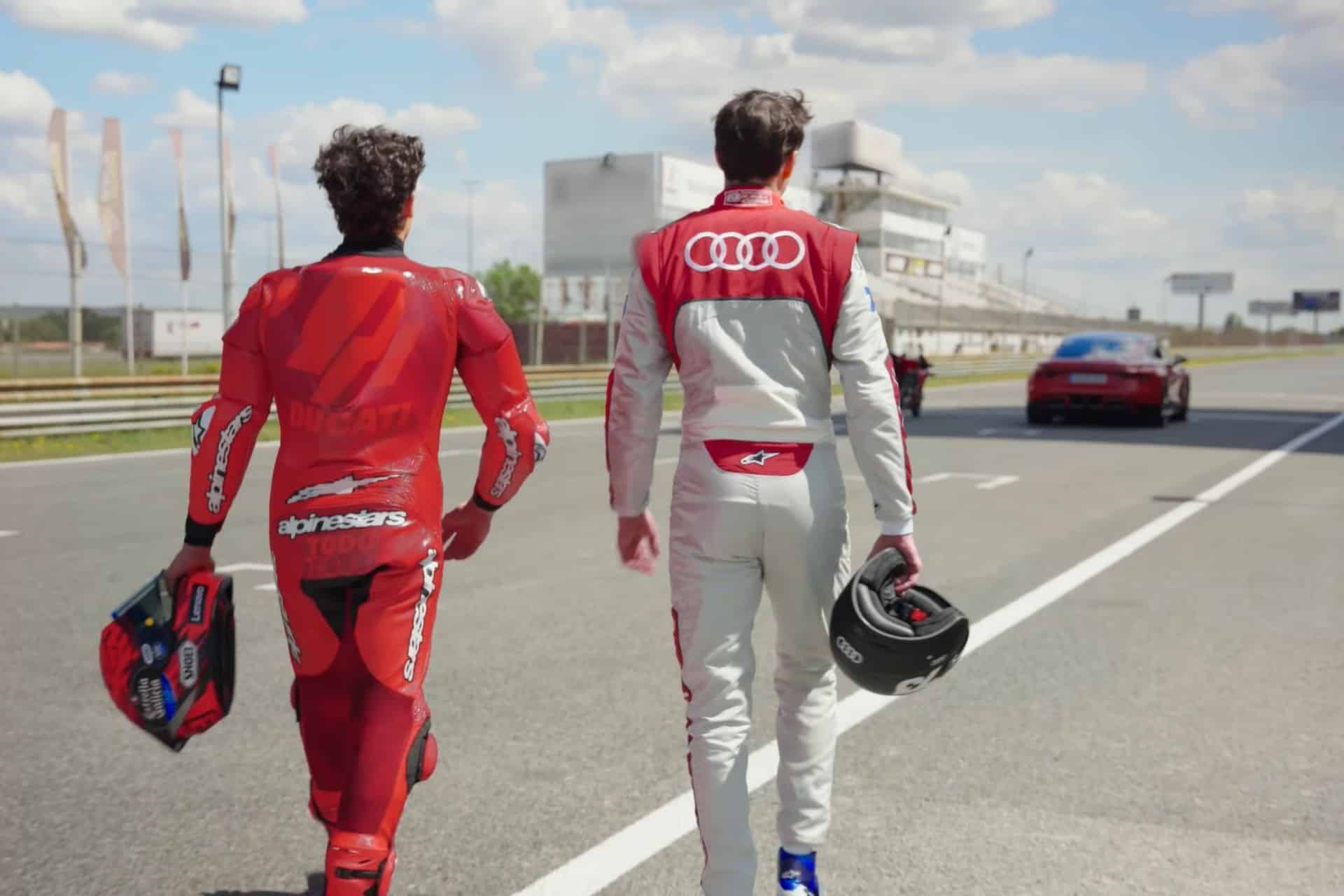 Marc y Alex Márquez Ducati Panigale V4 S y Audi RS e-tron GT