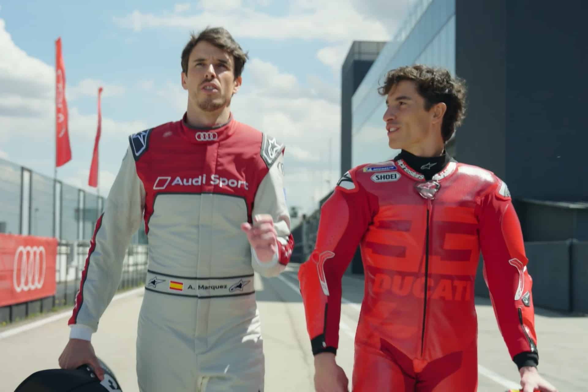 Marc y Alex Márquez Ducati Panigale V4 S y Audi RS e-tron GT