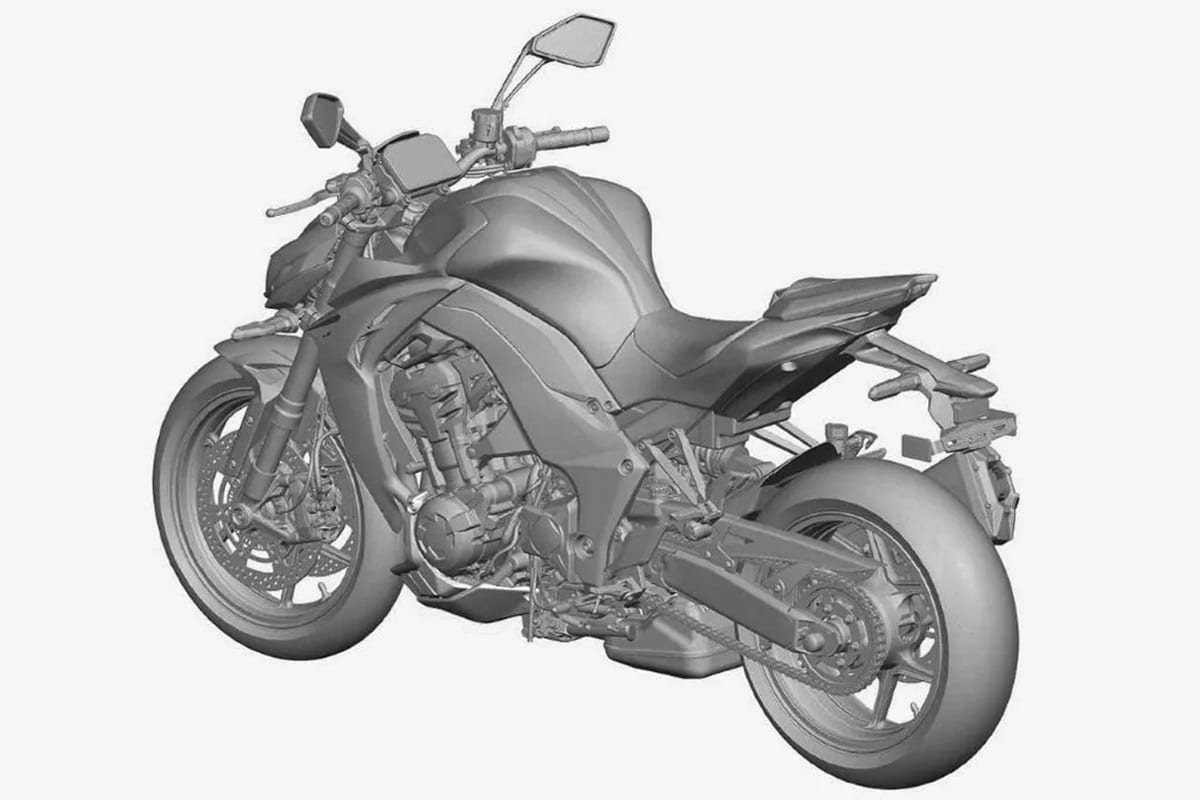 Z1100 2026: Kawasaki presenta el diseño final del modelo ante el registro europeo de patentes