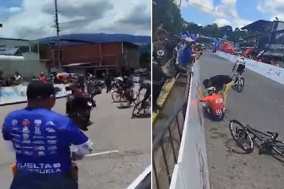 Grave accidente en la Vuelta a Venezuela 2025 fruto de la imprudencia de un policía motorizado