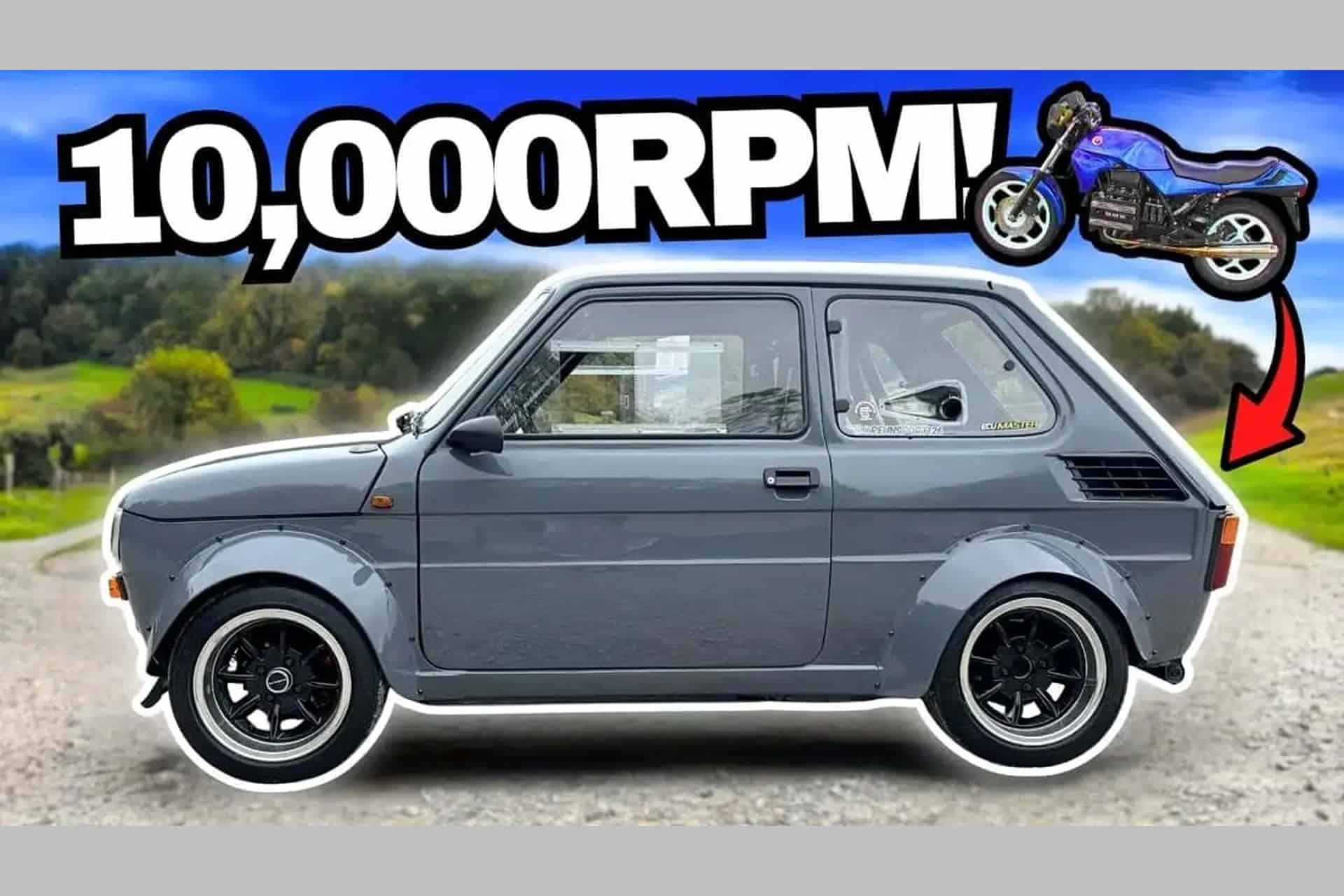 Abre bien tus ojos y oídos y disfruta de la estampa y sonido de esta preparación de Fiat 126 con motor de BMW K 75
