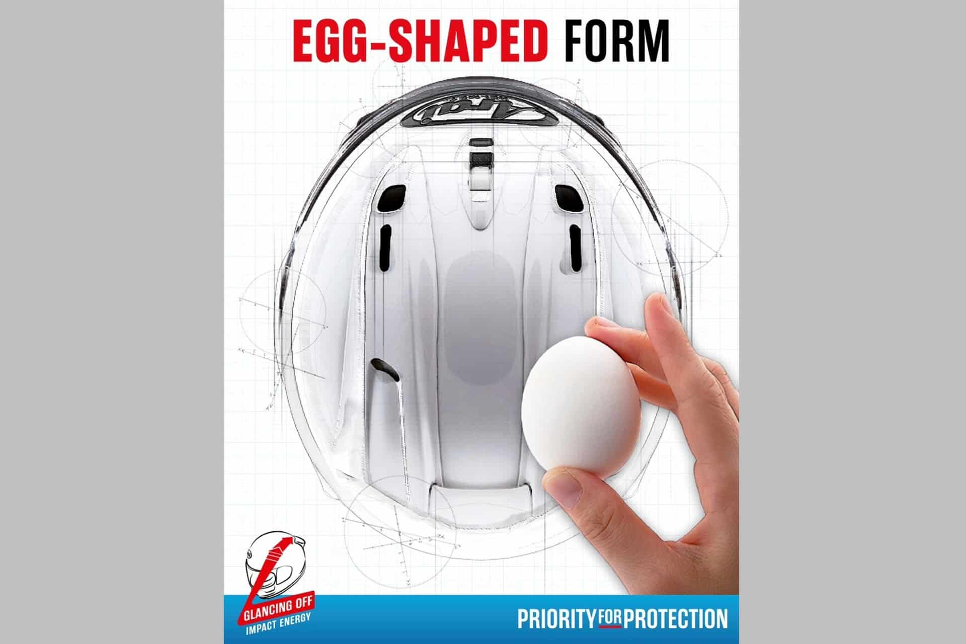 Arai y su “prioridad de protección” gracias a su característico diseño en forma de huevo