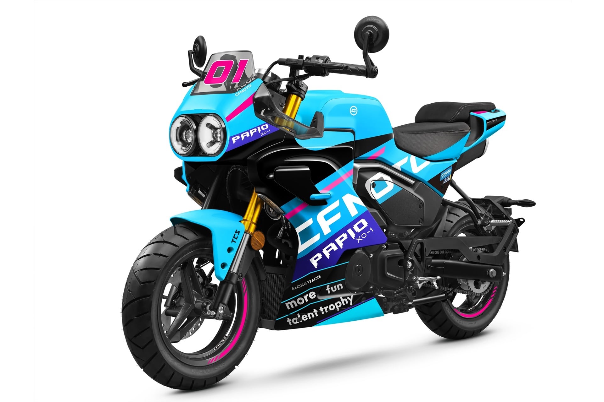 Nueva Papio XO-1 Racer: CFMoto “radicaliza” la imagen de su llamativa minimoto