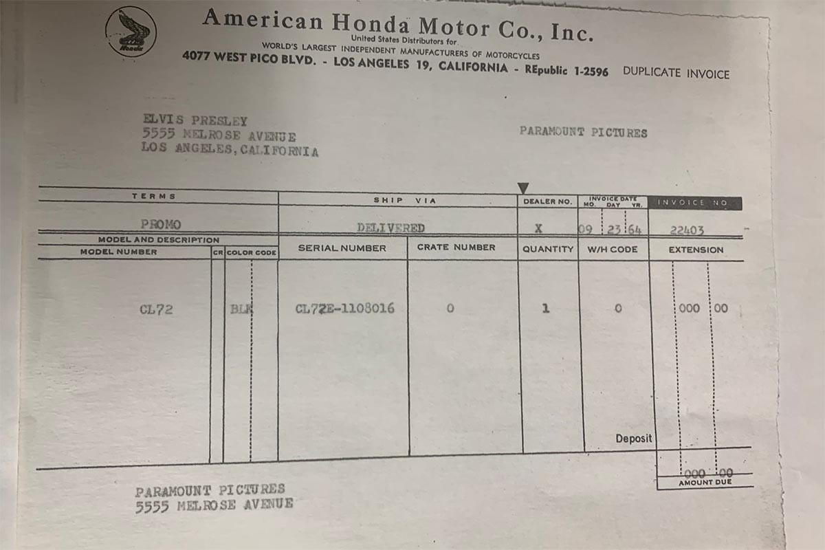 Hay documentos que podrían vincular la moto con el rey del rock