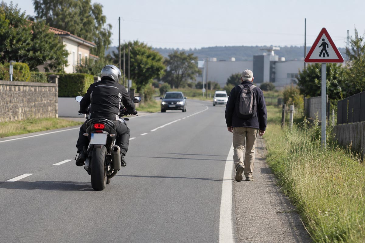 También hay que respetar la distancia con los peatones si nos los encontramos en la carretera