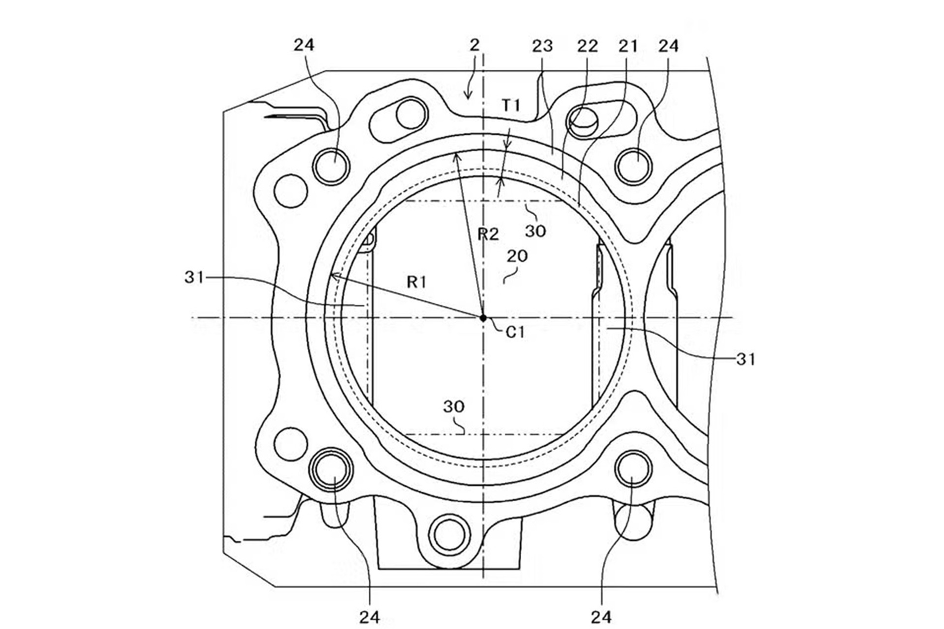 Honda patenta un motor bicilíndrico de "diseño simplificado"