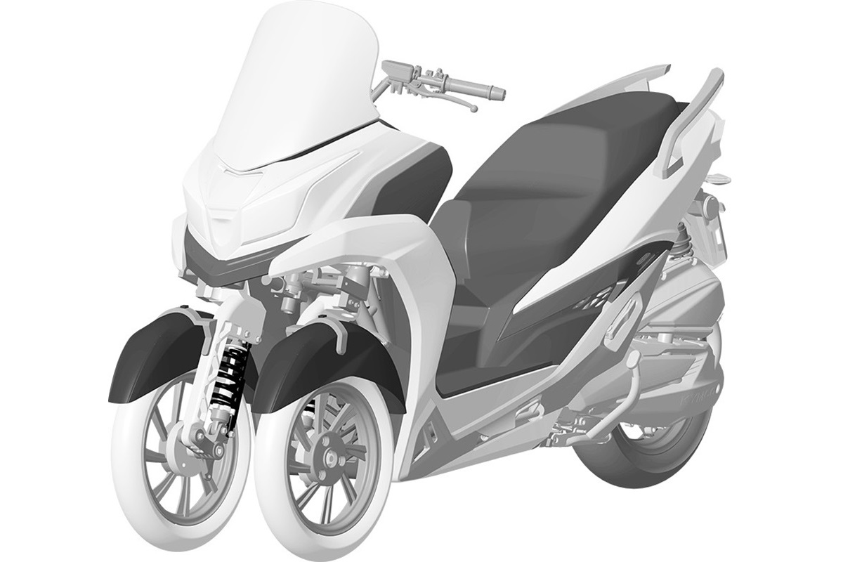 KYMCO prepara un nuevo scooter de 3 ruedas de aspecto compacto y un diseño específico del tren delantero