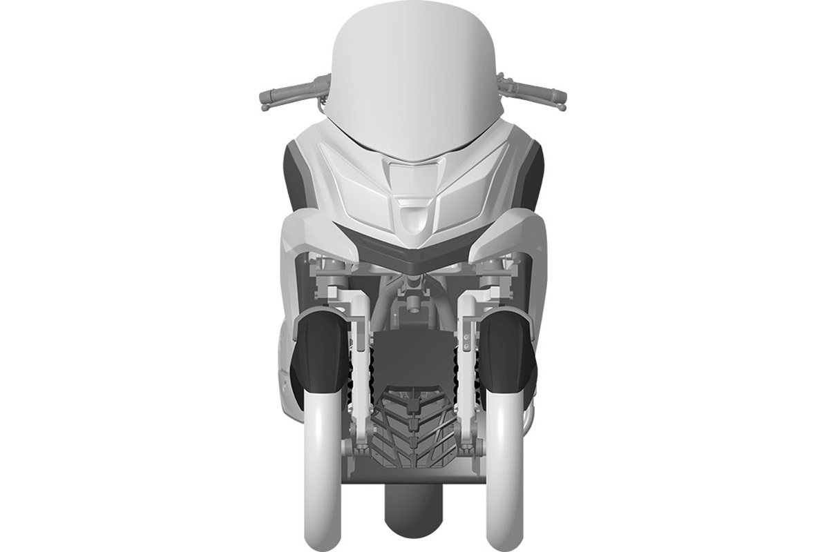 KYMCO prepara un nuevo scooter de 3 ruedas de aspecto compacto y un diseño específico del tren delantero