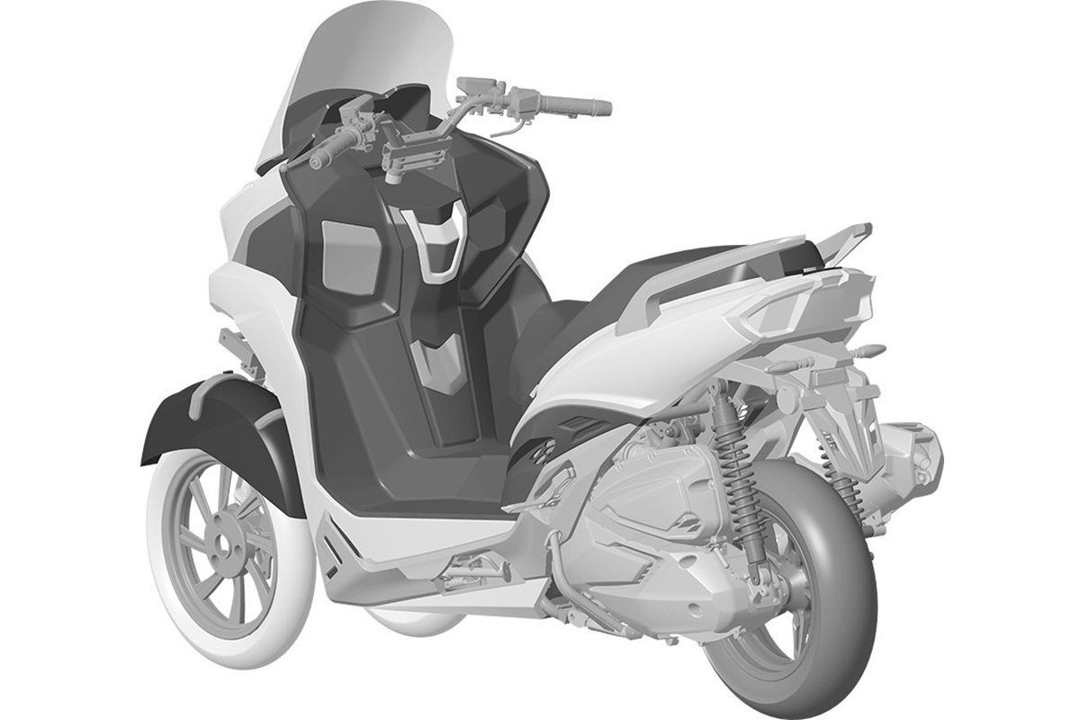 KYMCO prepara un nuevo scooter de 3 ruedas de aspecto compacto y un diseño específico del tren delantero