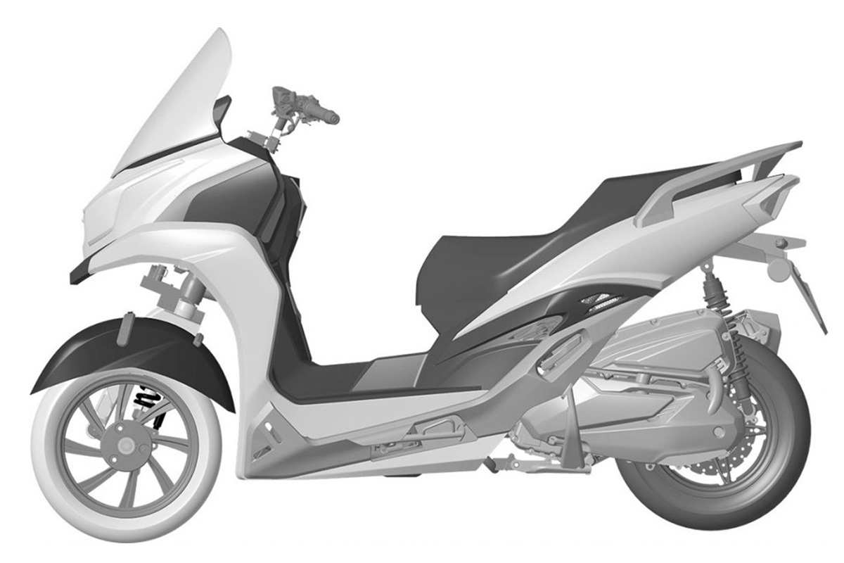KYMCO prepara un nuevo scooter de 3 ruedas de aspecto compacto y un diseño específico del tren delantero
