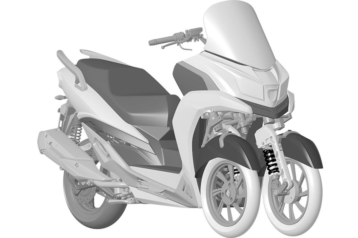 KYMCO prepara un nuevo scooter de 3 ruedas de aspecto compacto y un diseño específico del tren delantero